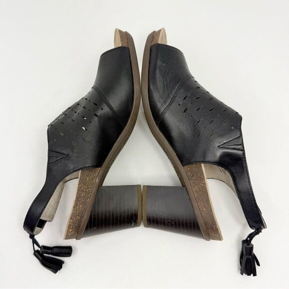 Abeo BIO System BERRIE Perforated Black Leather Peep Toe Slingback Sandals - Picture 8 of 14